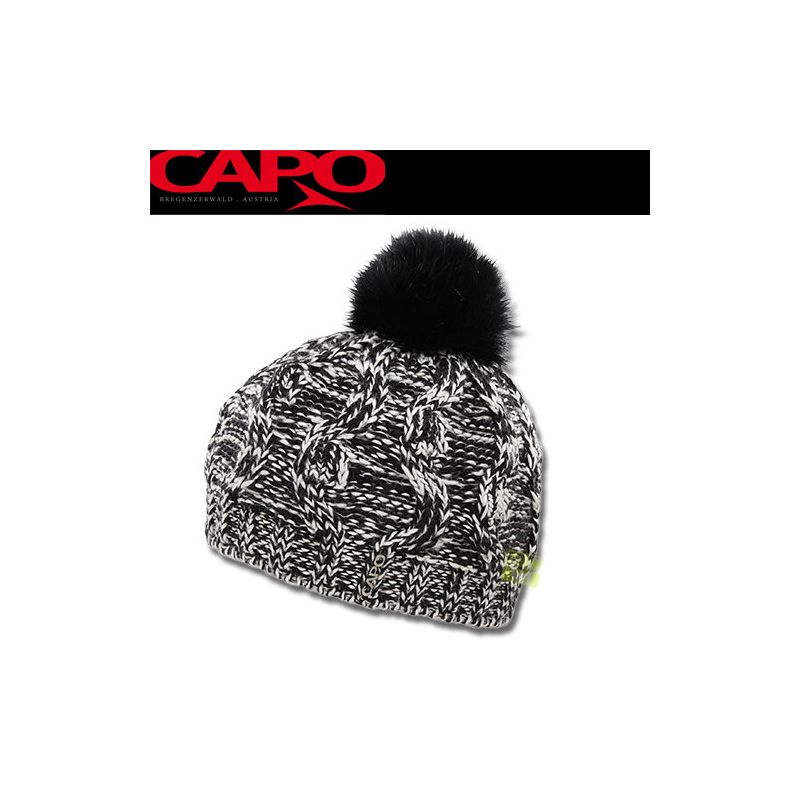 CAPO Čepice Knitted Cap w. realhair - pompon - 1